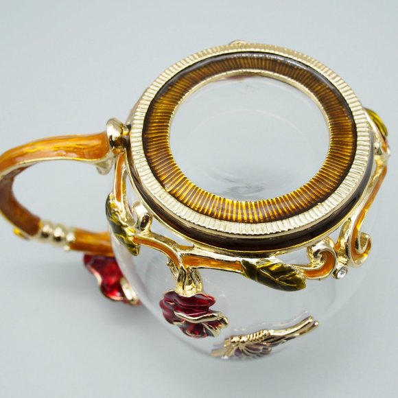 Reposhed Arc Of France Glass Mug & Spoon - Rose & Butterfly Design - Picture 14 of 15